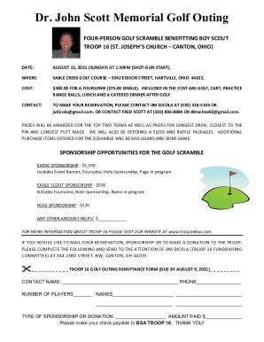 Fillable Online Dr. John Scott Memorial Golf Outing - Boy Scout Troop ...
