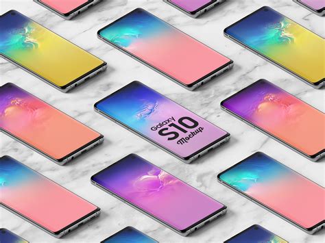 Isometric Samsung Galaxy S10 Mockup For Apps Display | Free PSD Templates