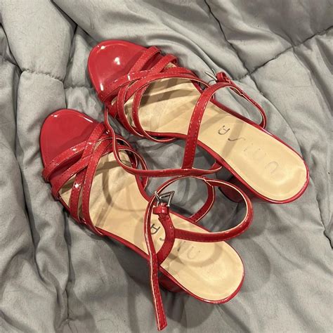 Red Patent leather sandals. Wore once for a wedding.... - Depop