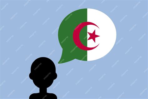 Algeria flag with speech balloon silhouette man with country flag ...