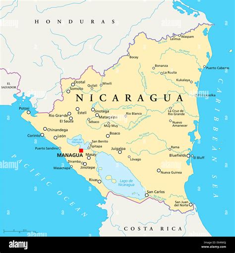 Nicaragua Political Map Stock Photo - Alamy