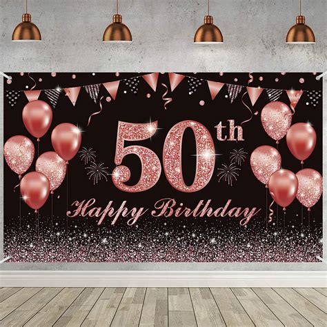 Happy 50th Birthday Banner Backdrop for Women, India | Ubuy