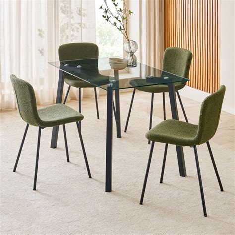 Buy Helios Paul Tempered Glass Top 4-Seater Dining Table - Black from ...