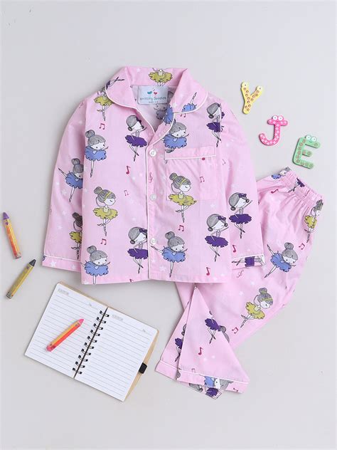 Ballerinas Print Night Suit- Pink – Knitting Doodles | Best Kids Wear ...