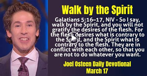 Joel Osteen (March 17, 2024) Daily Devotional: Walk by the Spirit