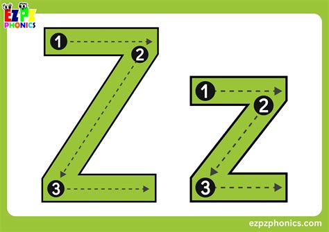 Letter Z Free Kindergarten Phonics Alphabet Letter Sounds Flashcards. Words on the Back ...