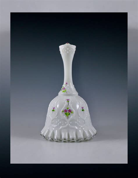 Vintage Fenton Handmade Milk Glass Silver Crest Spanish Lace Violets in ...