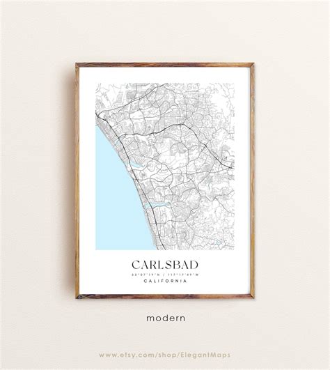 Carlsbad California Map, Carlsbad CA Map, Carlsbad City Print, Carlsbad ...