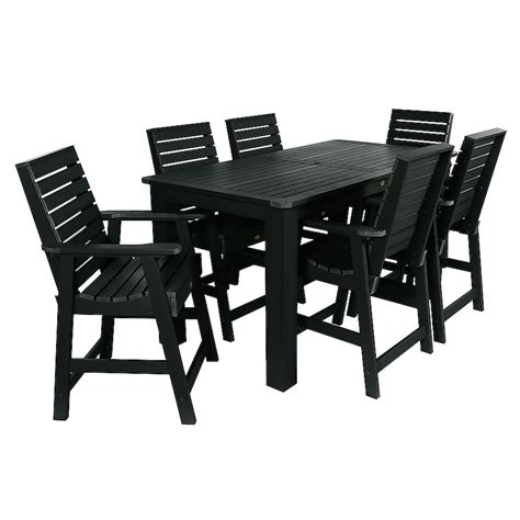 highwood The Weatherly 7-Piece Green Bistro Patio Dining Set Plastic ...