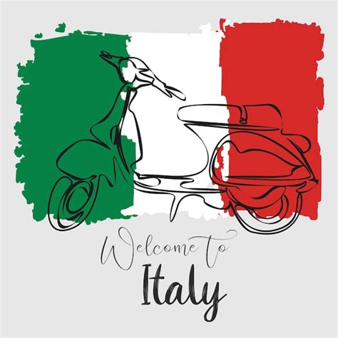 Welcome to italy welcome to rome national flag and vespa is a symbol of ...