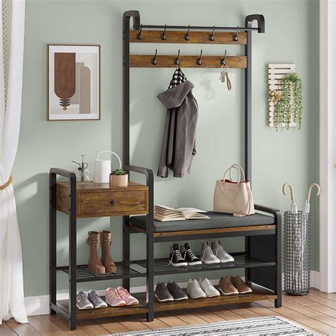 Amazon.com: IRONCK Hall Tree with Bench and Shoe Storage, Entryway Coat ...
