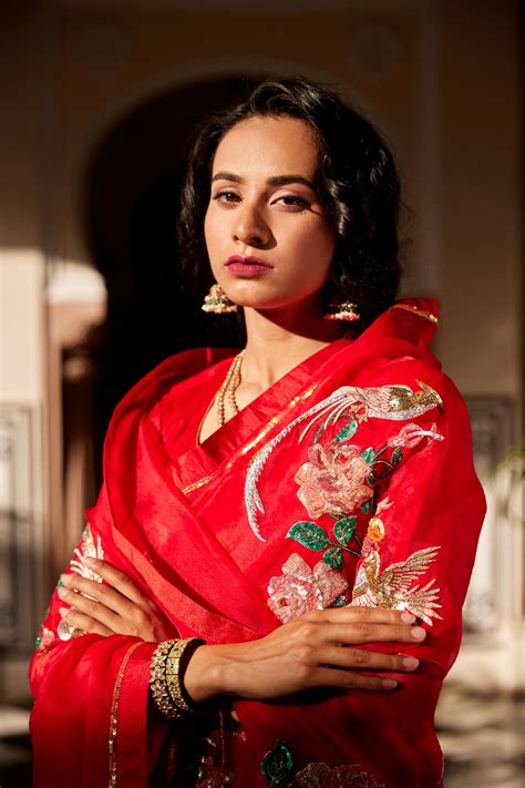 Flame Red Lalitya Saree – Atelier Shikaarbagh