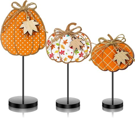 Amazon.com: Geetery 3 Pcs Fall Pumpkin Decor Pumpkin Wooden Table Signs ...
