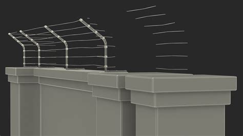 Concrete Wall with Electric Wire Fence Sections 3D | 3D Molier ...