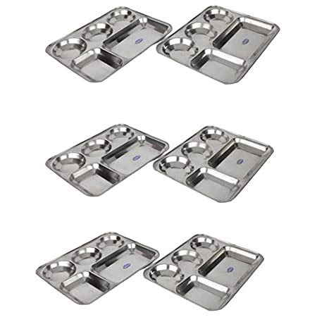 Buy Sharda Metals Stainless Steel Dinner Plate/Thali with Rectangle ...