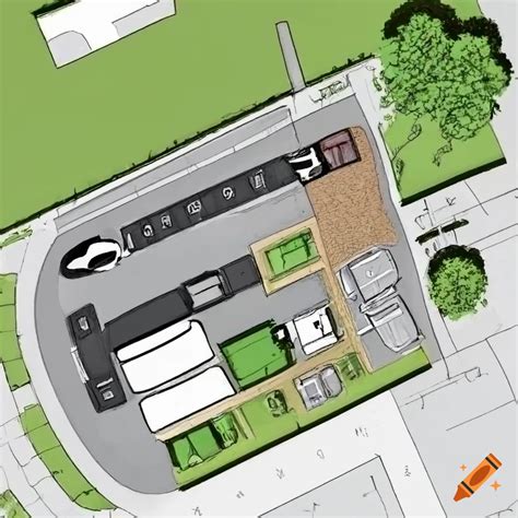 Architect plan of an electric vehicle charging station layout on Craiyon