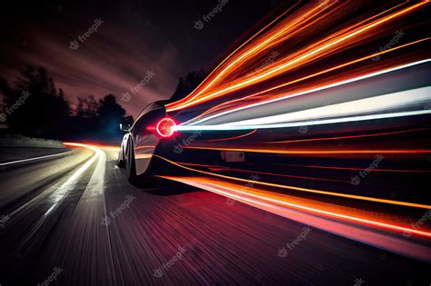 Premium Photo | Long exposure of a car driving at night with its ...