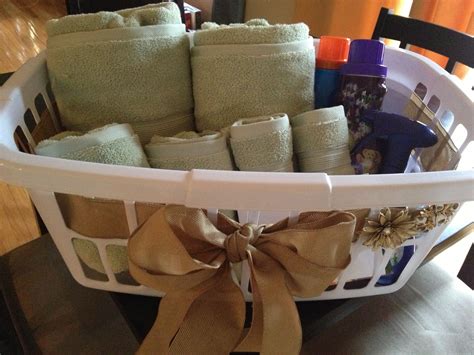 Bridal shower gift - laundry basket filled with towels, detergent ...