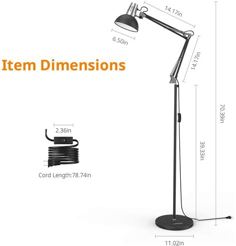 Buy LEPOWER Metal Floor Lamp, Adjustable Architect Swing Arm, E26 Lamp ...