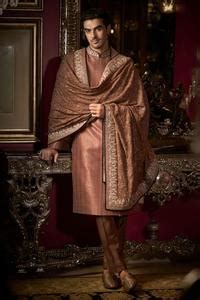 Buy Brown Sherwani Raw Silk Embroidered Thread And Zari Dori Mandarin ...
