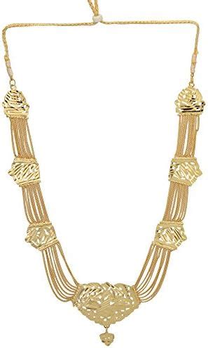 Gold Plated Traditional Temple Design Multiple Line Wedding Necklace ...