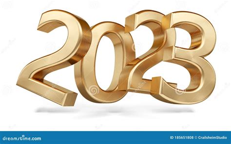 2023 Golden Bold Letters Isolated on White 3d-illustration Stock Photo - Image of success ...