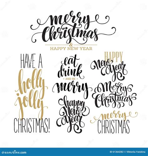 Merry Christmas Lettering Design Set. Vector Stock Vector ...