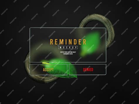 Premium PSD | Reminder notification interface glass morphism mockup