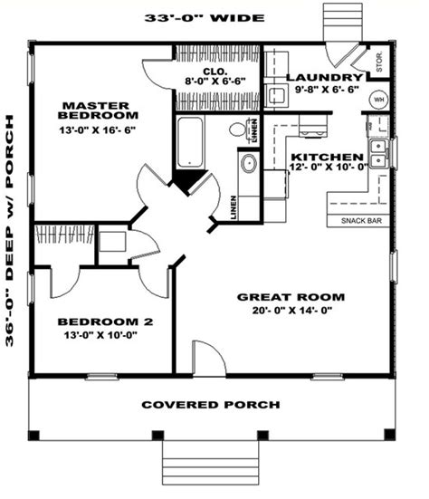 Small Plan - 1,007 Square Feet, 2 Bedrooms, 1 Bathroom | Floor Plan ...