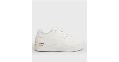 Girls White Metal Trim Lace Up Chunky Trainers | New Look