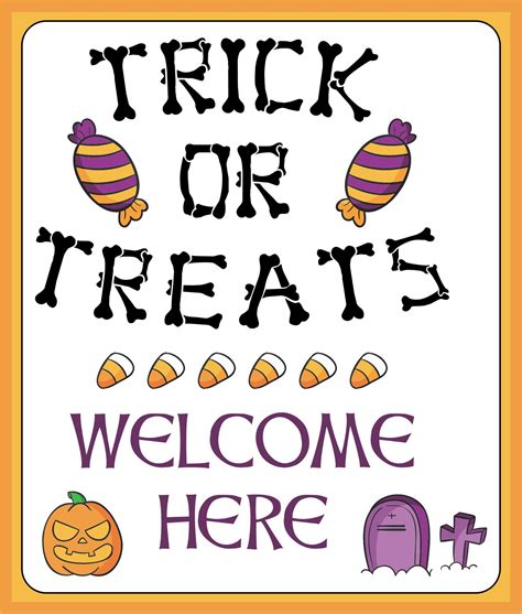 Trick Or Treat Sign Printable - Printable Calendars AT A GLANCE