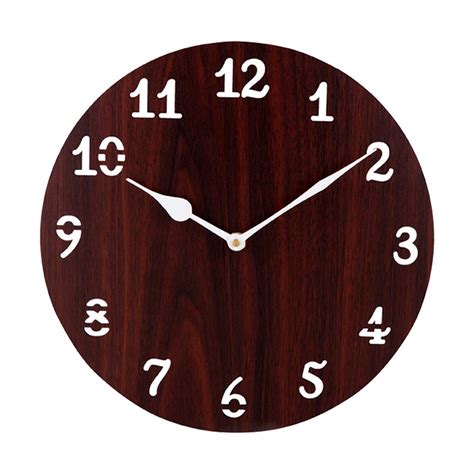 Buy Sehaz Artworks Simple Number Round Wooden Wall Clock (25.5 cm x 25. ...