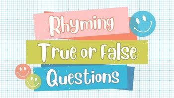 Rhyming True or False Questions Quiz(Display) by Canvas Techy Tech