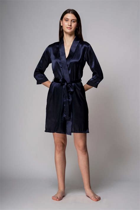 Satin Robe – Navy Blue – Sol-t