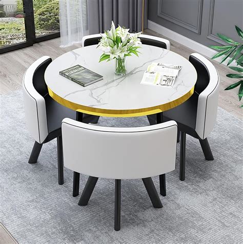 Amazon.com: OCAZI Simple Small Round Table Kitchen Dining Table Set ...