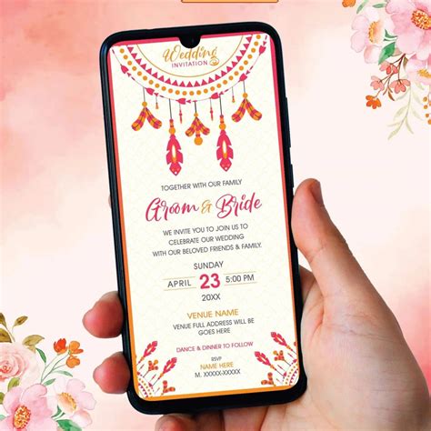 Boho Wedding Invitation | Chic & Minimalist Digital Wedding Card | VG ...