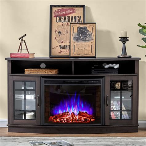 Amazon.com: AMERLIFE Curved Fireplace TV Stand with 26'' Electric ...