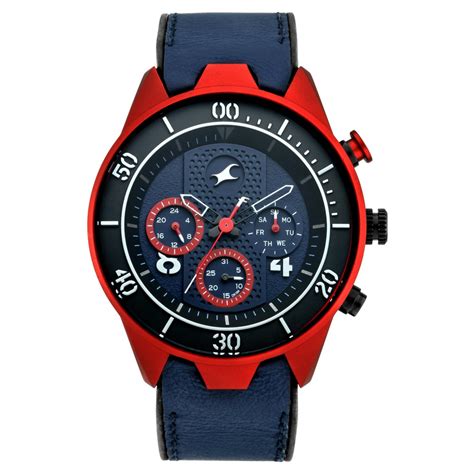 Buy Online Fastrack All Nighters Quartz Multifunction Blue Dial Leather ...