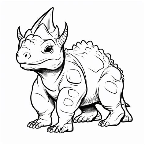 Premium AI Image | a drawing of a small dinosaur with horns and a tail ...