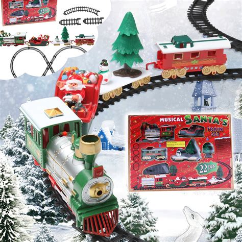 Buy Wetopw Toy Train Set Christmas Train Set Railway Tracks Battery ...