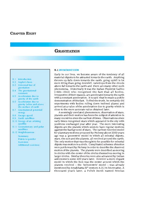 Keph108 - Class 11th Physics - CHAPTER EIGHT GRAVITATION 8 INTRODUCTION ...
