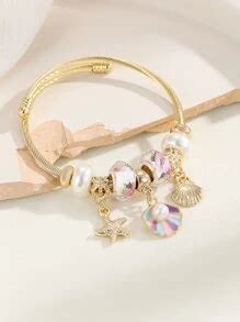 Shell & Starfish Charm Bangle | SHEIN USA