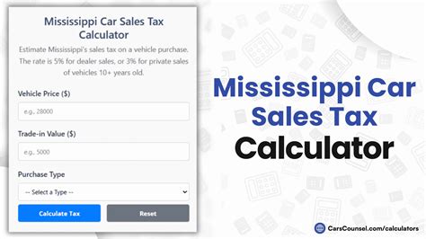 Mississippi Car Sales Tax Calculator 2025 - Fast, Free & Accurate