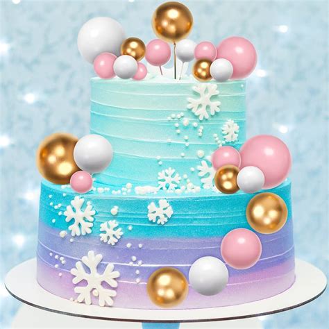 Birthday Cake Accessories 120 Pcs Ball Cake Toppers - Gold Pink Blue ...