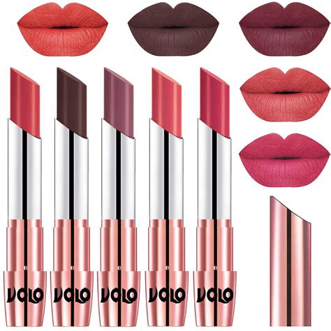 Buy Volo 5 Pcs Long Stay lipsticks Set Creamy Matte(Peach, Chocolate ...