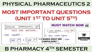 Physical Pharmaceutics 2 - 4th Semester - B Pharmacy Important ...