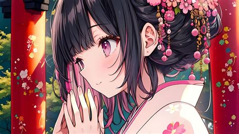 Wallpaper girl, kimono, anime, art, pink hd, picture, image