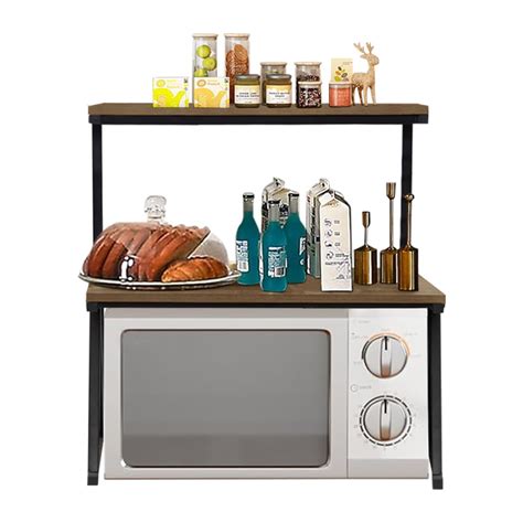 TRENDY VIBES Microwave Oven Rack Kitchen Microwave Shelf Double Layer ...