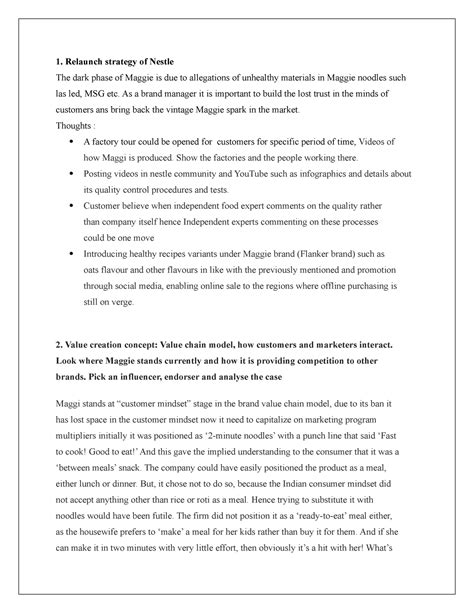 Brand Management Asych - 1. Relaunch strategy of Nestle The dark phase ...