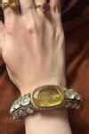 Buy Gold Plated Stones, Soleil Regal Citrine Embellished Clasp Bangle ...
